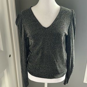 WHBM Sparkle V-neck Gray long sleeve Pullover Size XS